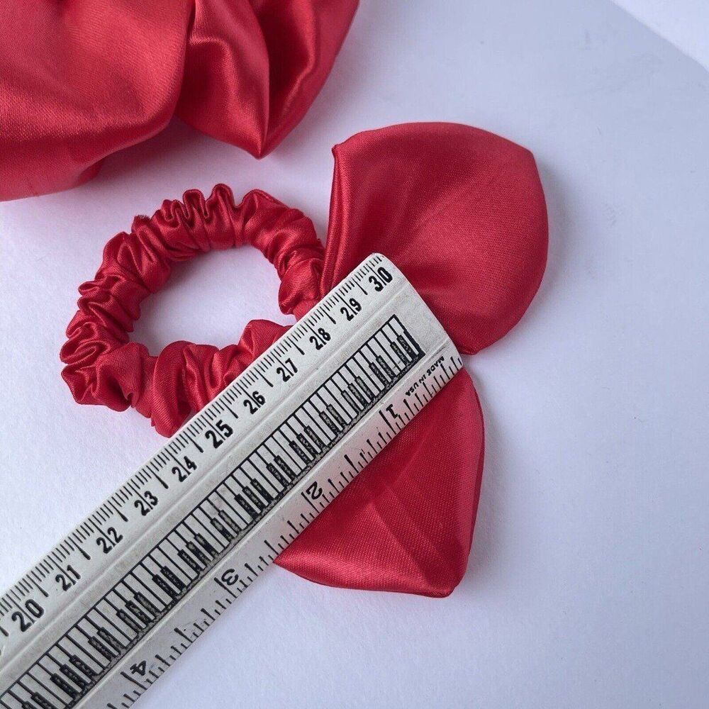 2 New Satin Scrunchie Hair Tie Red - Picture 10 of 12